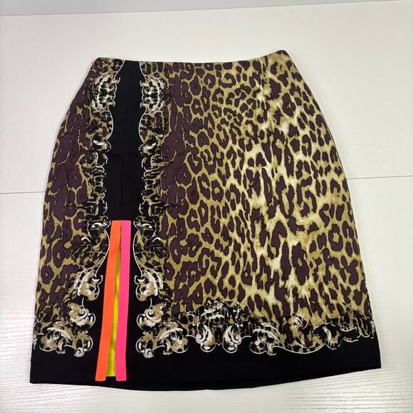Elie Tahari Funky Tan and Brown Animal Print Pencil Skirt Size 8 KK0702 - Picture 1 of 8